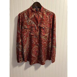 Women’s Paisley Button Down Blouse By Chaps Denim Size M